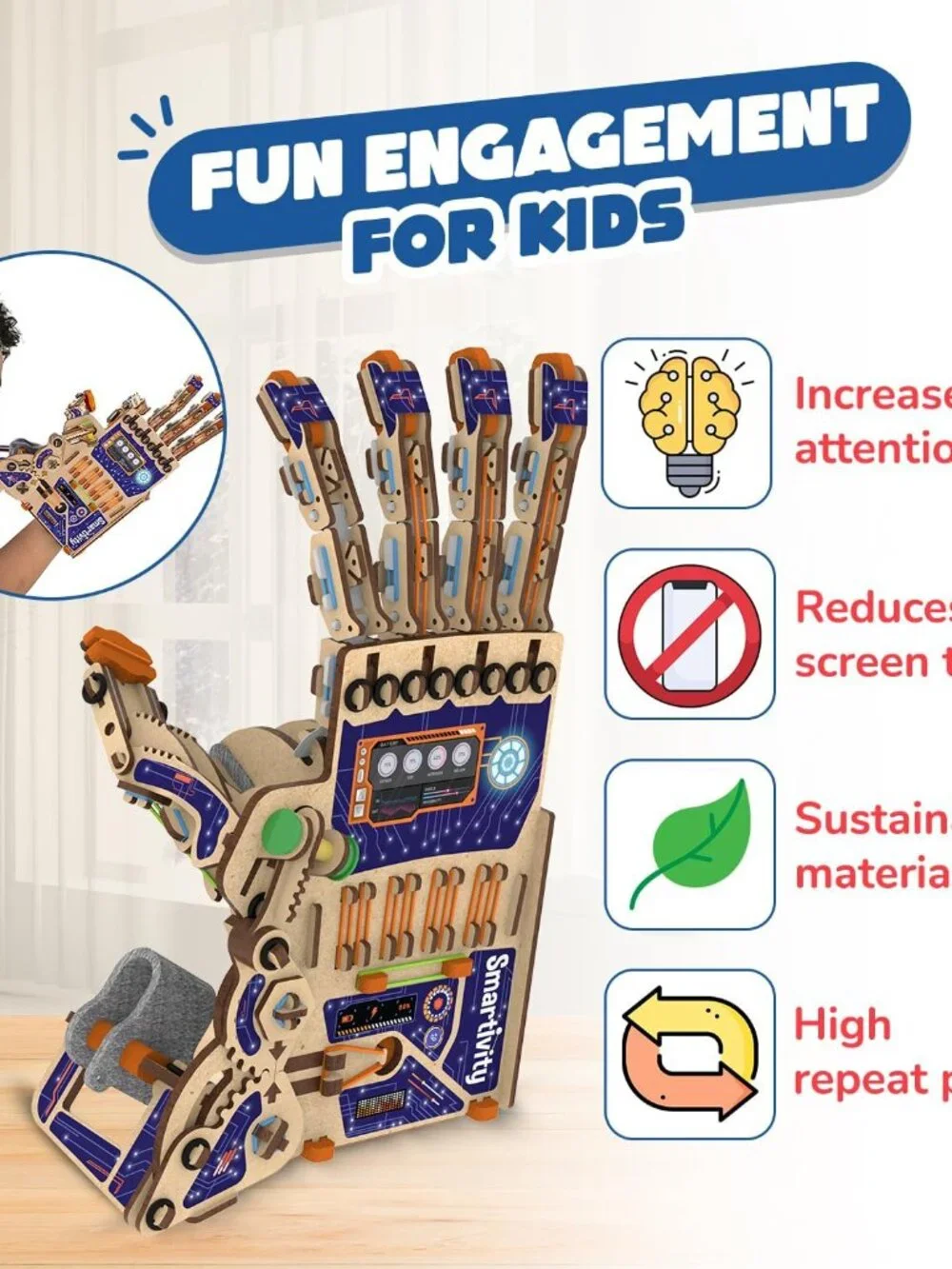 NEW Smartivity Mechanical Robotic Hand Robot DIY STEM Toy Educational Craft Proj